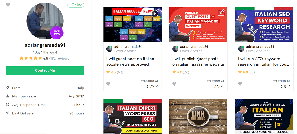 Imposta il tuo profilo Fiverr