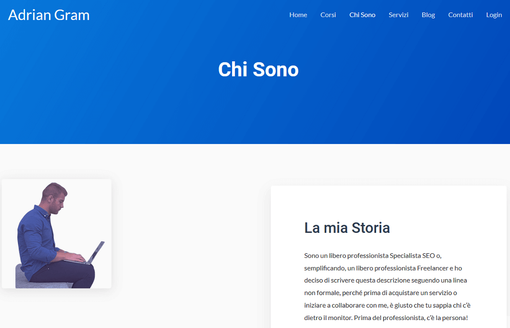 La pagina "Chi sono"